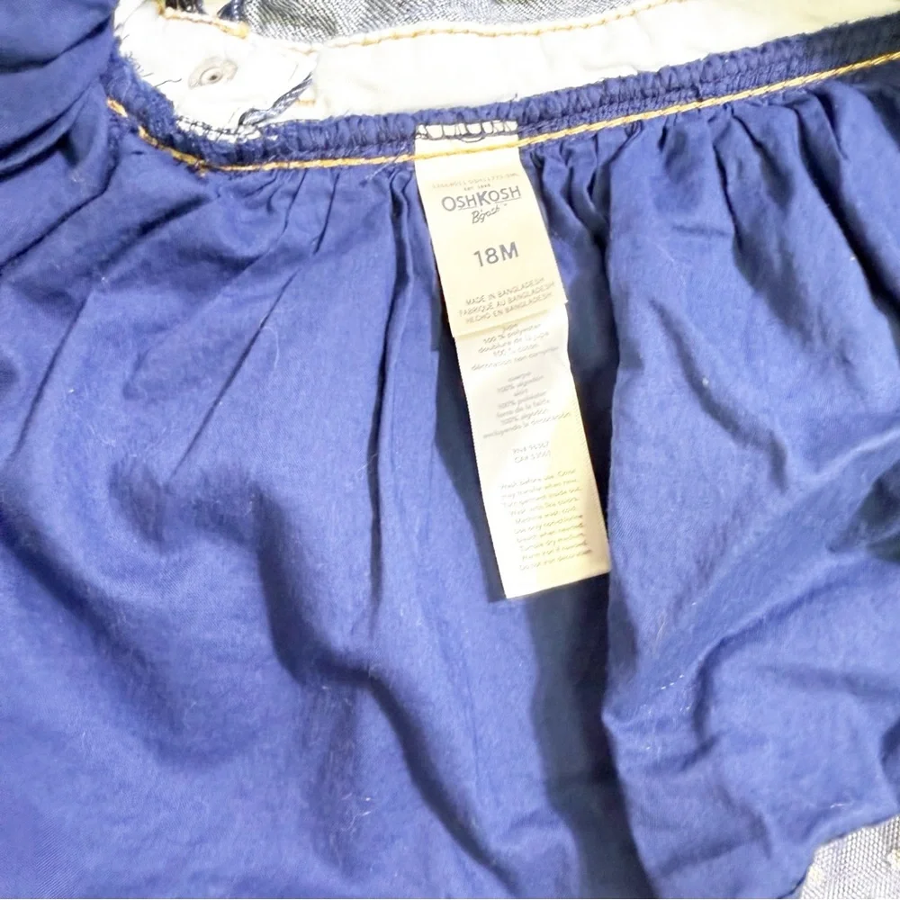 OshKosh B’gosh Denim Overall Dress‎ with Navy Tulle Skirt Toddler Size 18M
